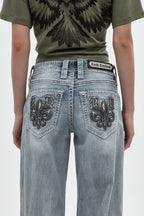 Lakia High Rise Wide Leg Jeans in Acid Blue - Rock Revival®