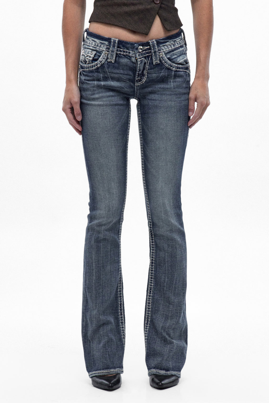 Jeans Lesia de corte bajo y campana