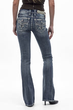 Jeans Lesia de corte bajo y campana