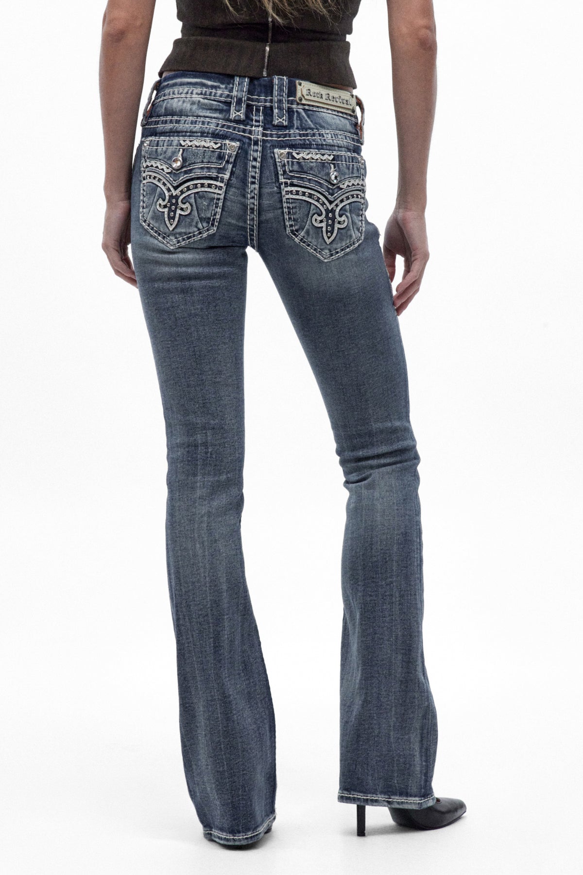Jeans Lesia de corte bajo y campana