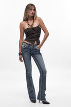 Jeans Lesia de corte bajo y campana