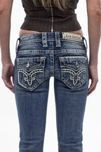 Lesia Super Low-Rise Bootcut Jeans in Medium Blue
