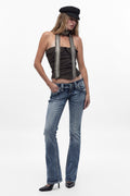 Lesia Super Low-Rise Bootcut Jeans in Medium Blue