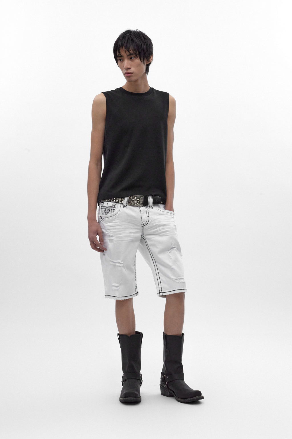 Lylee Denim Shorts in White - Rock Revival®