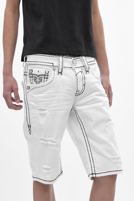 Lylee Denim Shorts in White - Rock Revival®