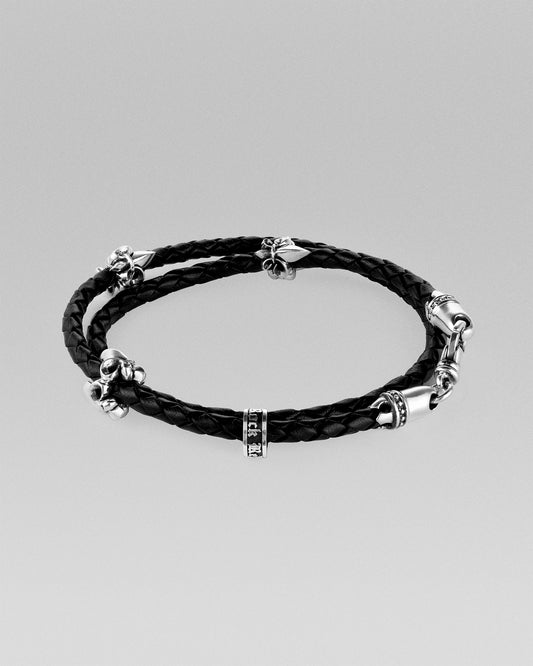 Double Wrap Braided Leather Bracelet