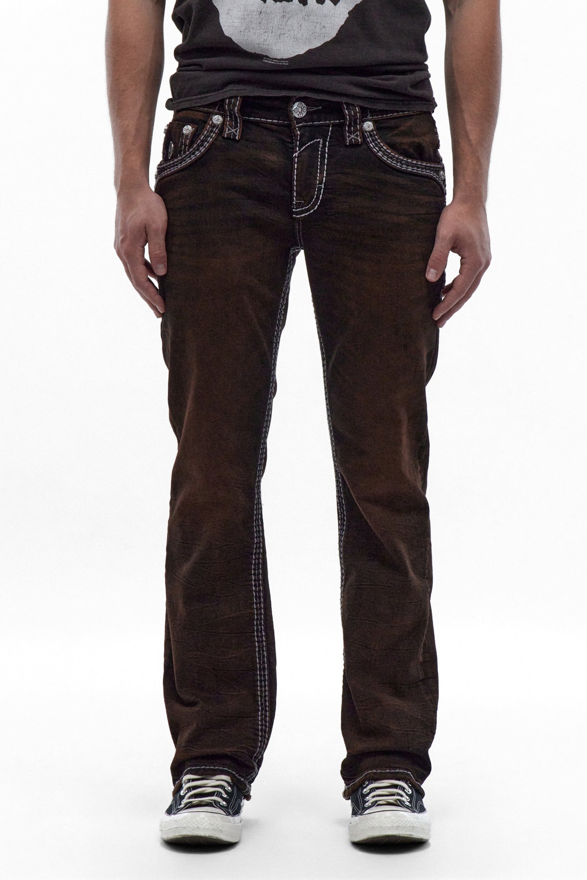 Matteo Bootcut Jeans in Brown Overdye