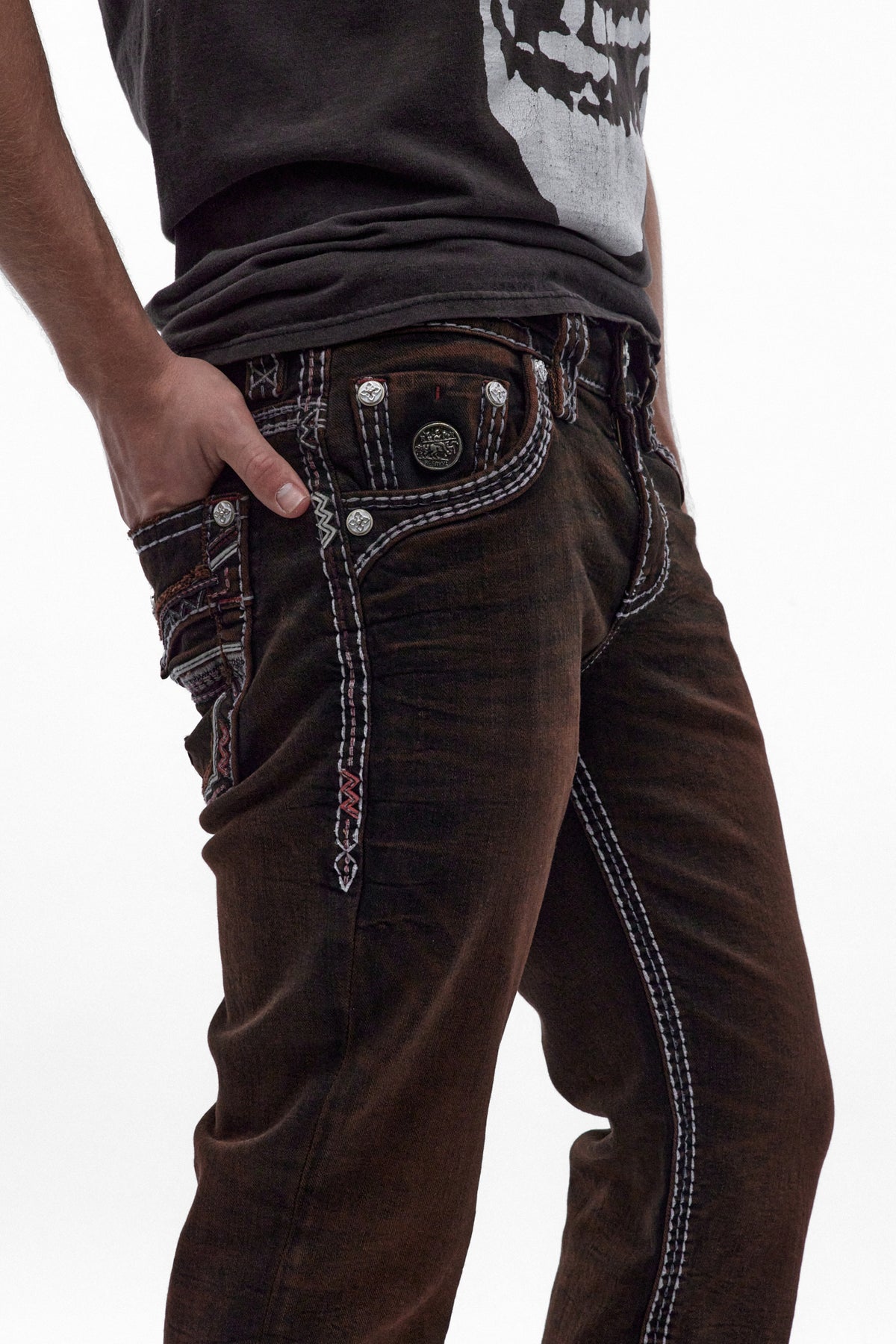 Matteo Bootcut Jeans in Brown Overdye