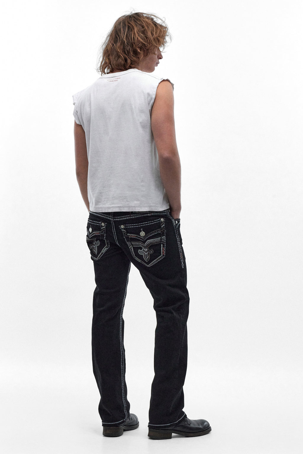 Matteo Bootcut Jeans in Black Overdye