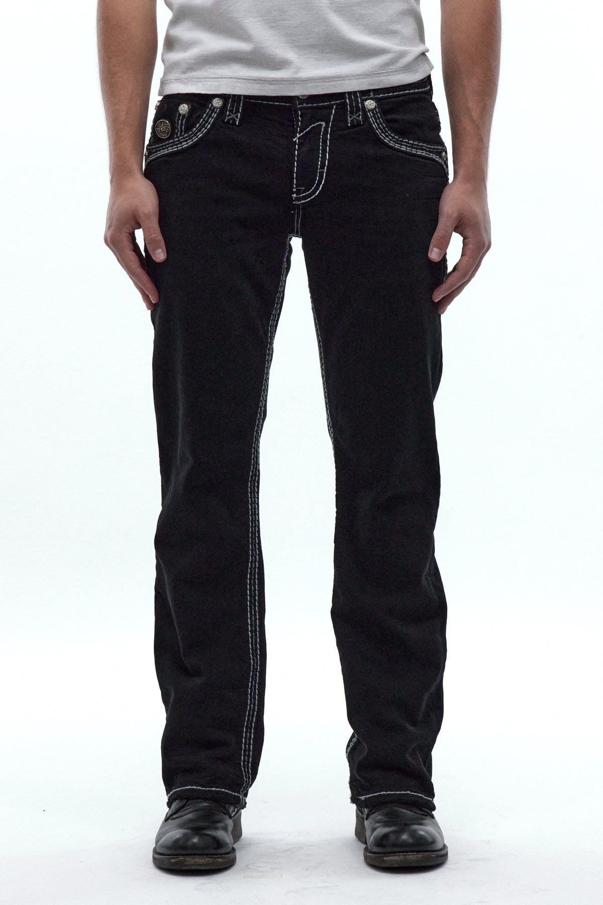 Matteo Bootcut Jeans in Black Overdye