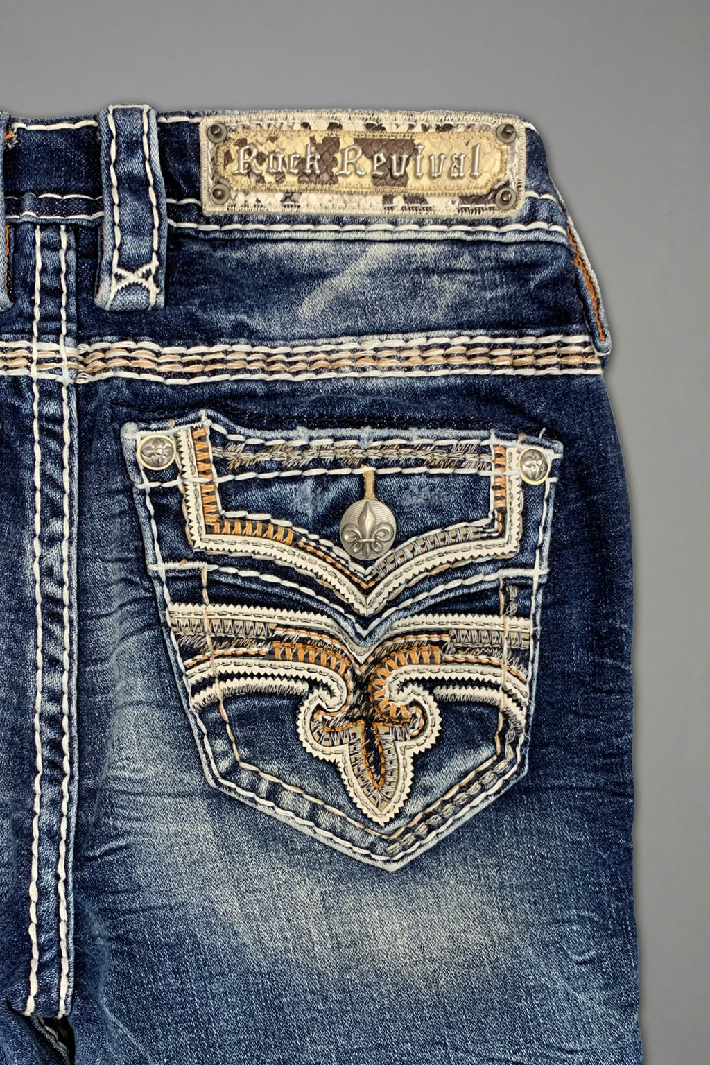 Medina Skinny Patchwork Jeans in Medium Blue