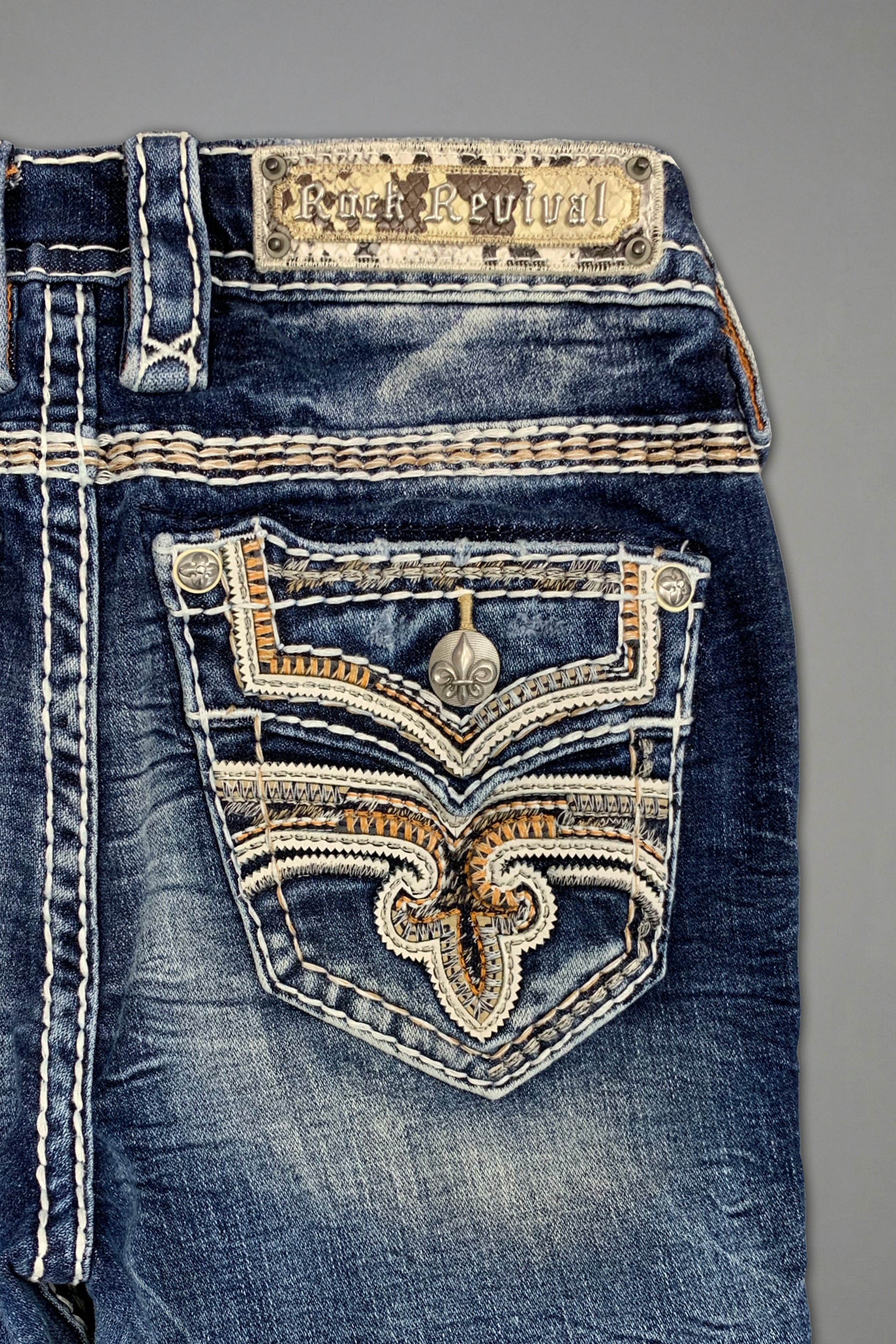 Medina Skinny Patchwork Jeans in Medium Blue