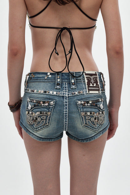 Remi Mini Denim Shorts in Blue - Rock Revival®