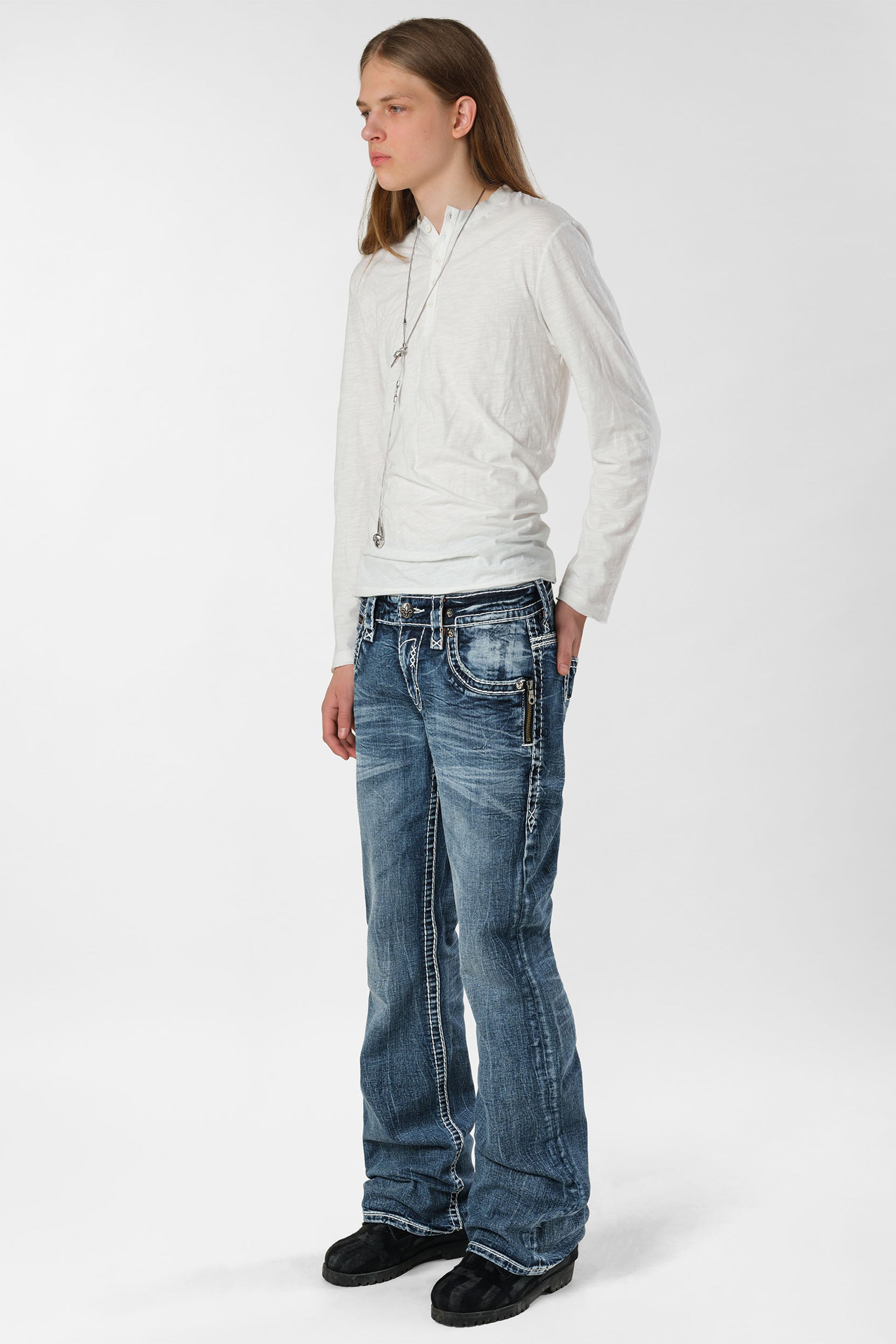Rock Revival® x Racer Bootcut Jeans | Medium Blue Wash | Rock Revival®
