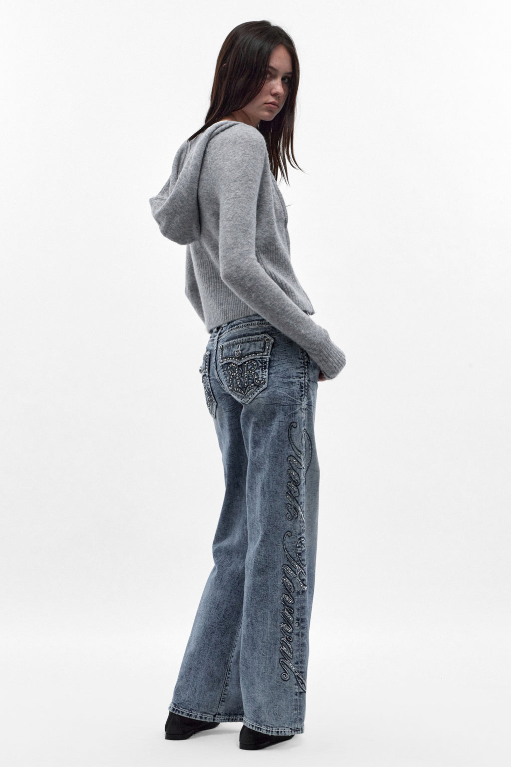 Nadelle Low-Rise Relaxed Baggy Boyfriend Jeans in Light Blue