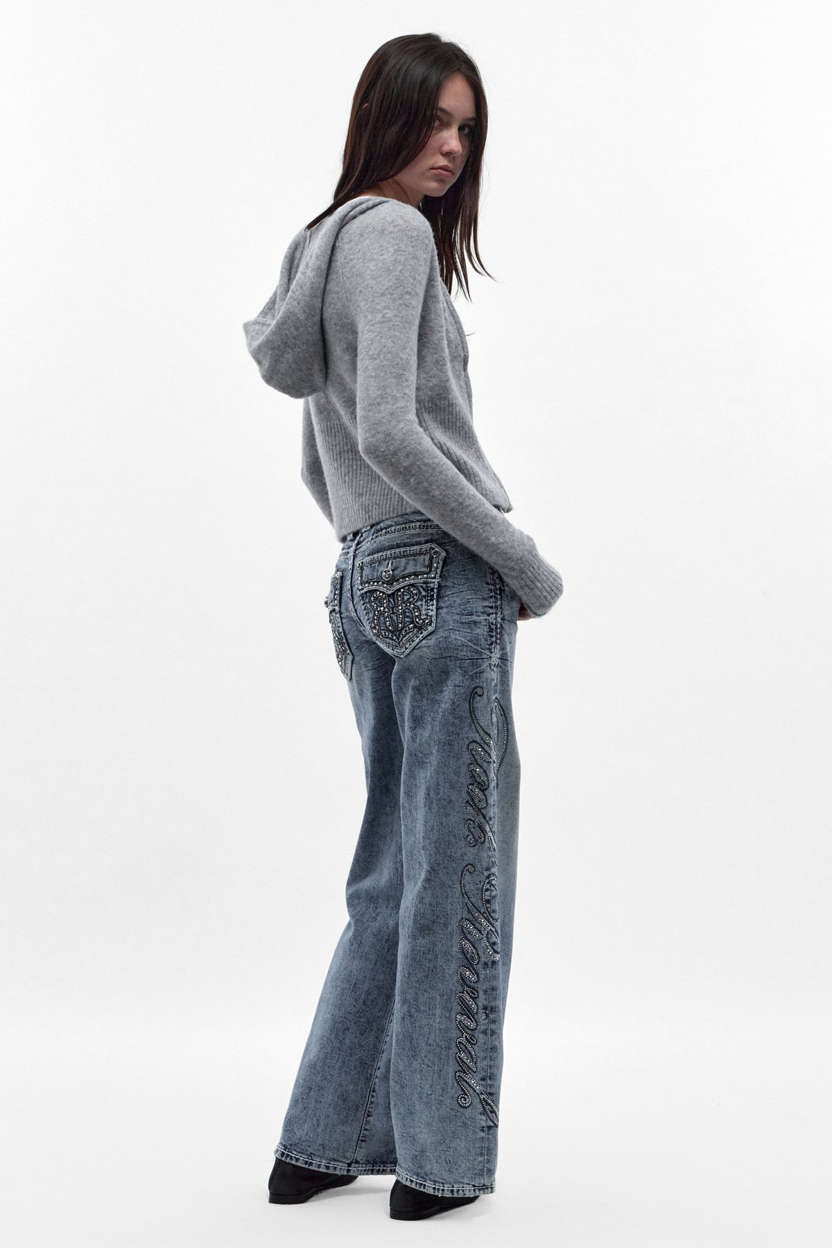 Nadelle Low-Rise Relaxed Baggy Boyfriend Jeans in Light Blue