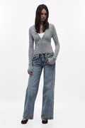 Nadelle Low-Rise Relaxed Baggy Boyfriend Jeans in Light Blue