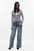 Nadelle Low-Rise Relaxed Baggy Boyfriend Jeans in Light Blue