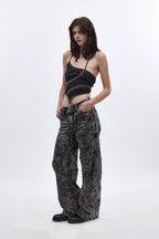 Nadine High Rise Wide Leg Jeans in Acid Black - Rock Revival®