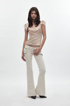 Joplin Super Low-Rise Flare Jeans in White - Rock Revival®