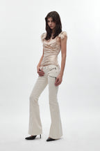 Joplin Super Low-Rise Flare Jeans in White - Rock Revival®