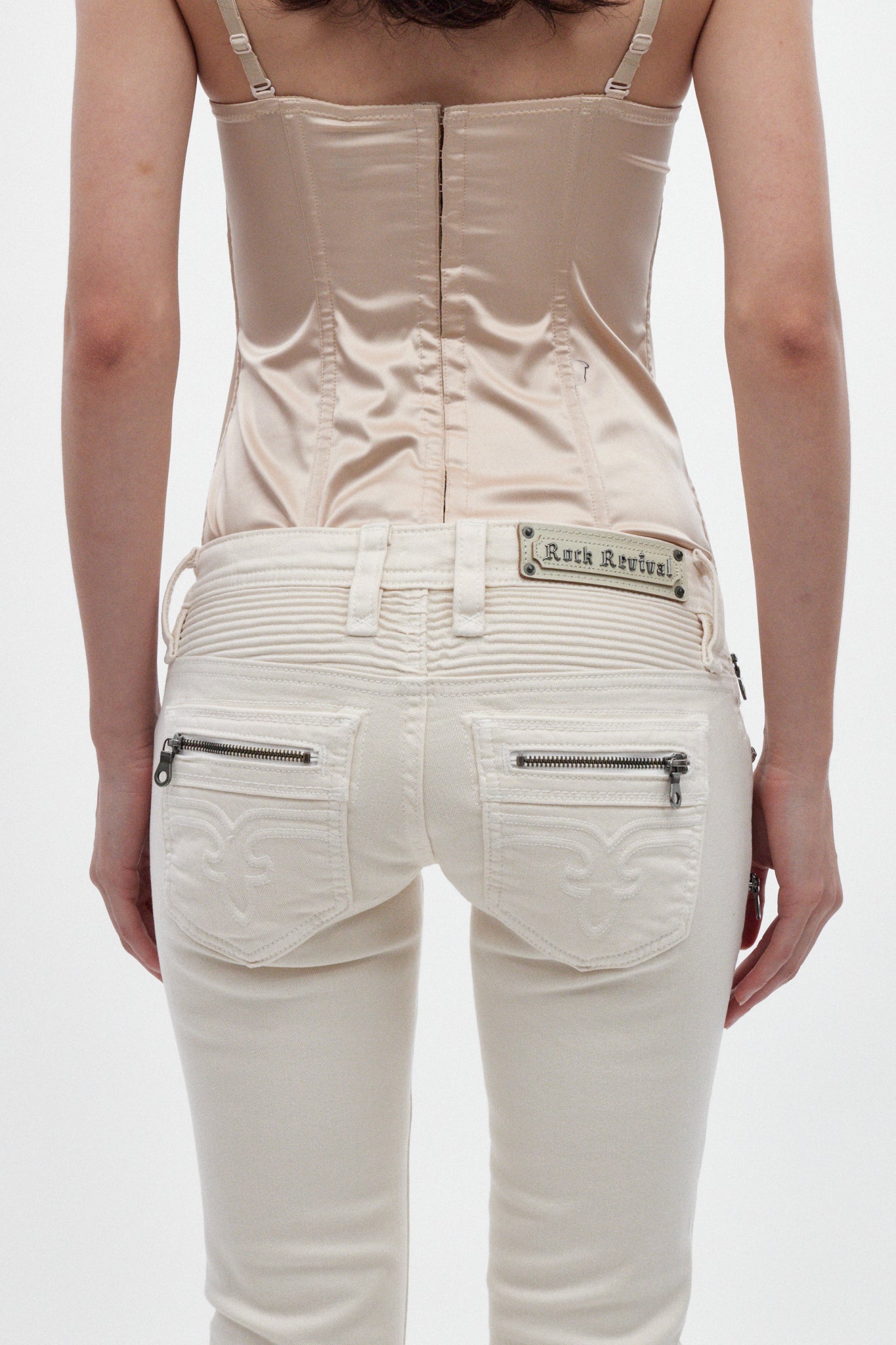 Joplin Super Low-Rise Flare Jeans in White - Rock Revival®