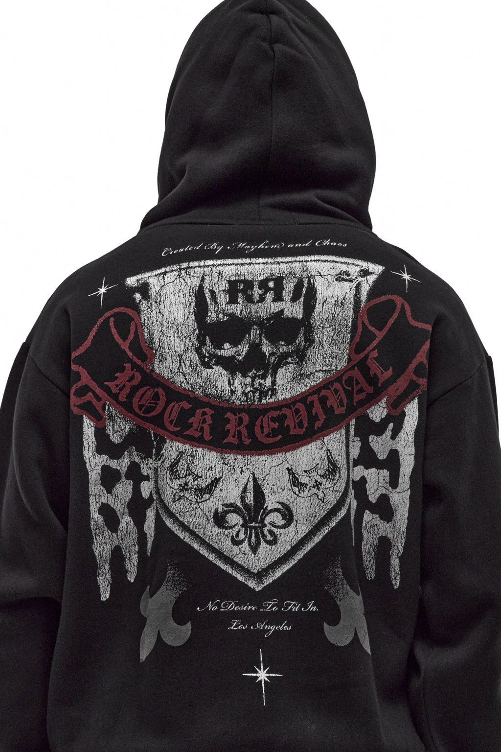 Skull Crest Fleece Hoodie in Black