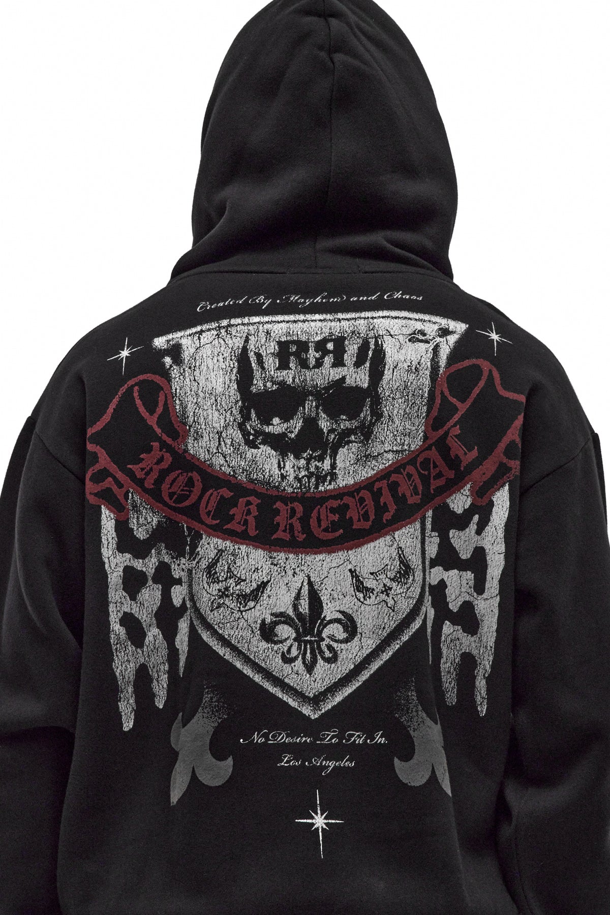 Skull Crest Fleece Hoodie in Black