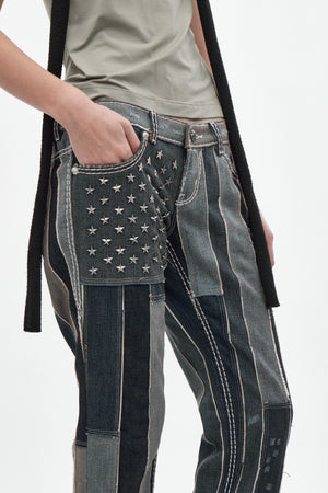 Rock Revival by Jaded London Patchwork Flag Jeans | Rock Revival