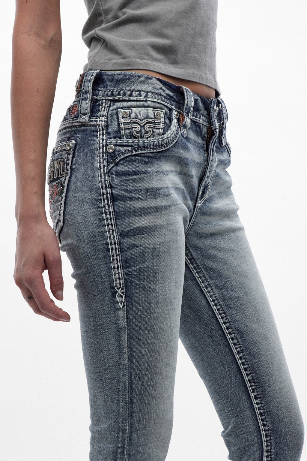 Rosa Mid-rise Skinny Jeans in Light Blue