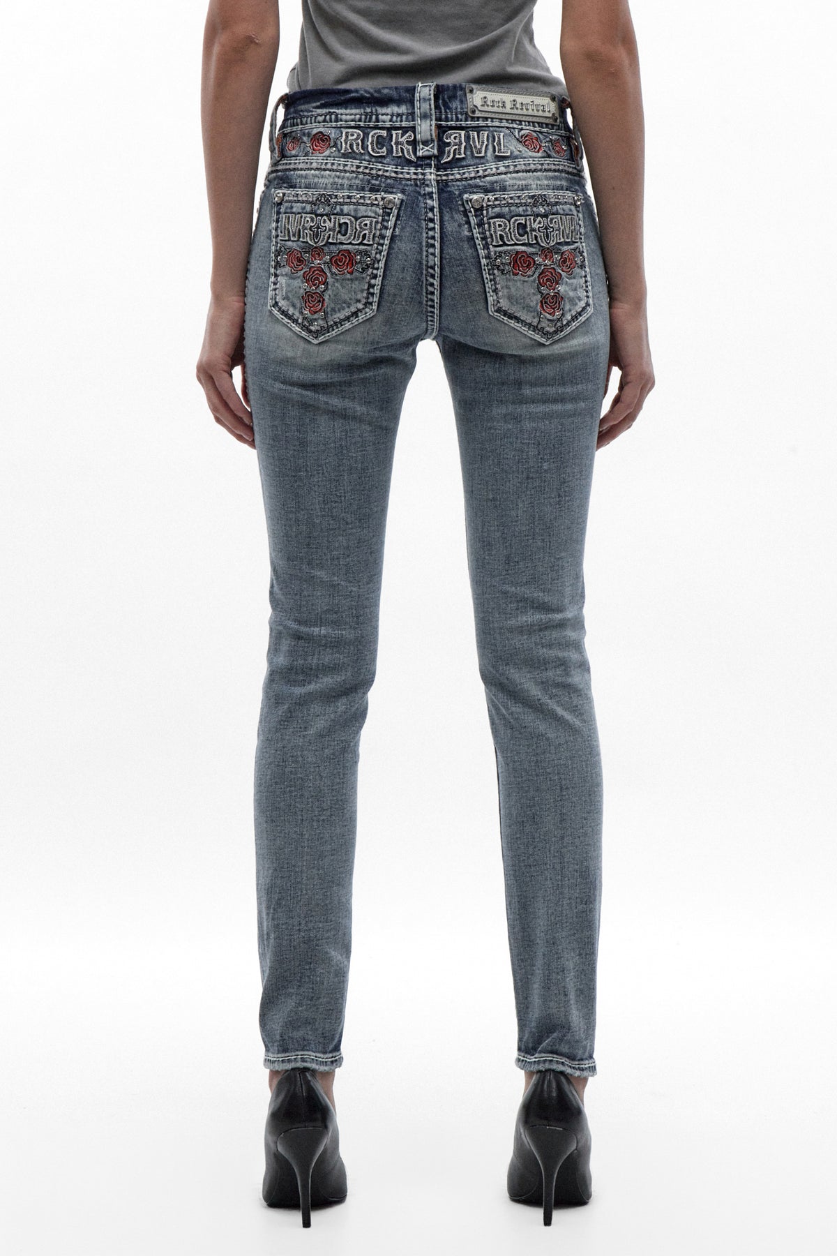 Rosa Mid-rise Skinny Jeans in Light Blue