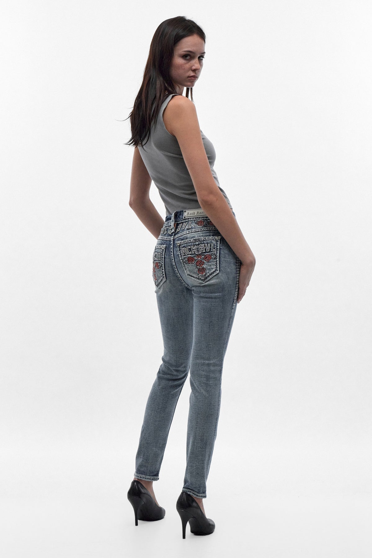 Rosa Mid-rise Skinny Jeans in Light Blue