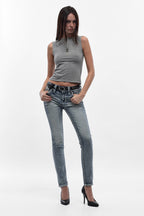 Rosa Mid-rise Skinny Jeans in Light Blue