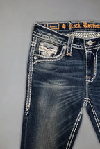Amaia Low-Rise Bootcut Jeans in Dark Blue