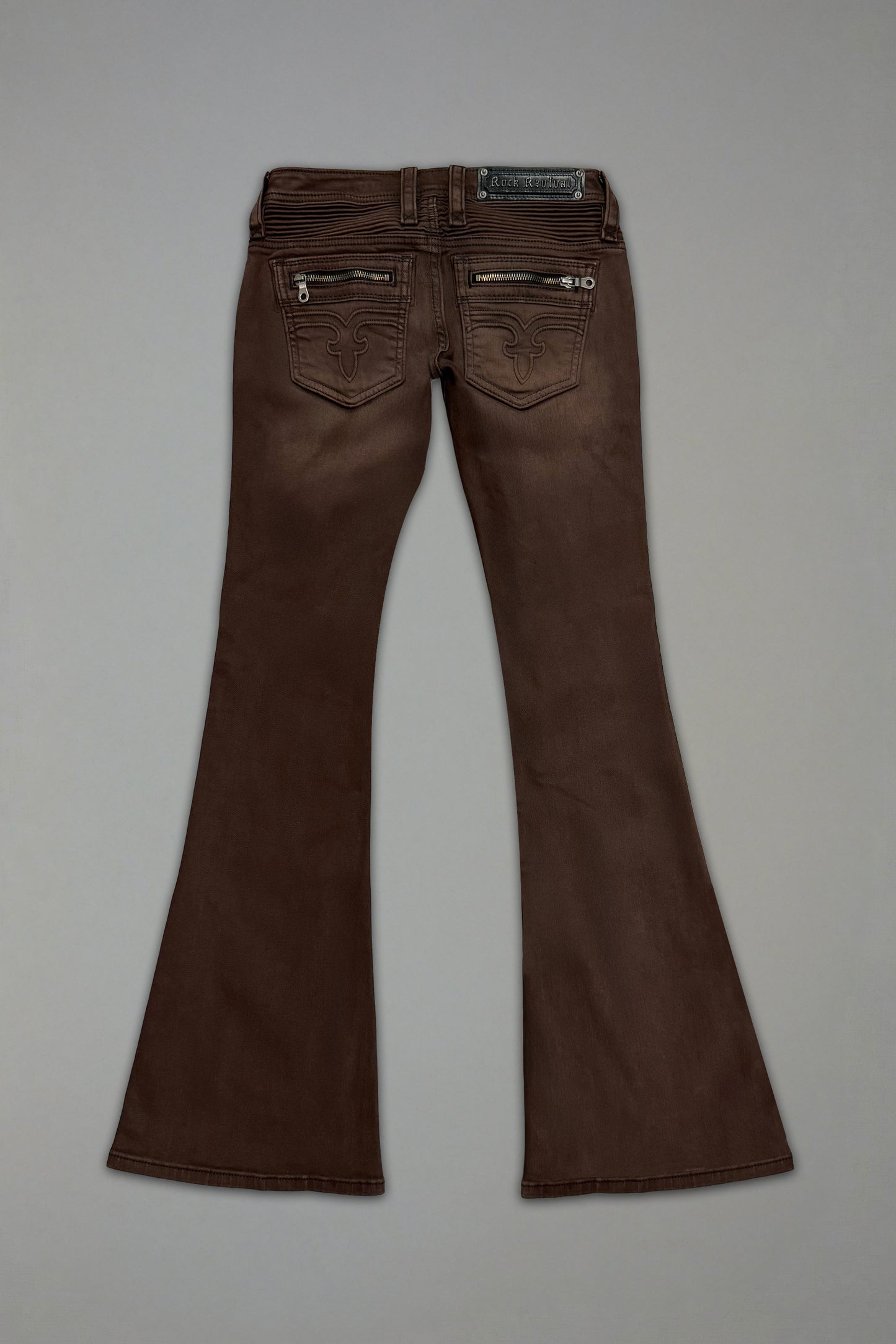 Joplin Super Low-Rise Flare in Brown - Rock Revival®