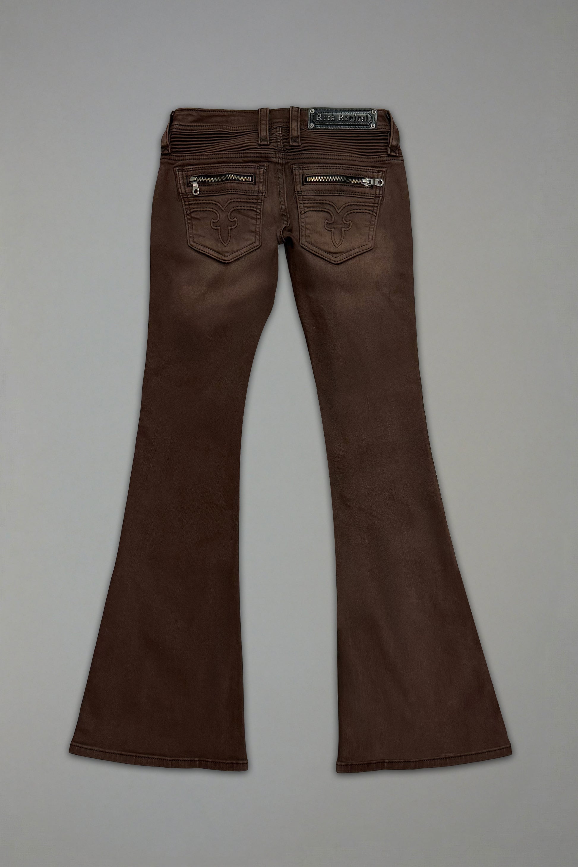 Joplin Super Low-Rise Flare in Brown - Rock Revival®