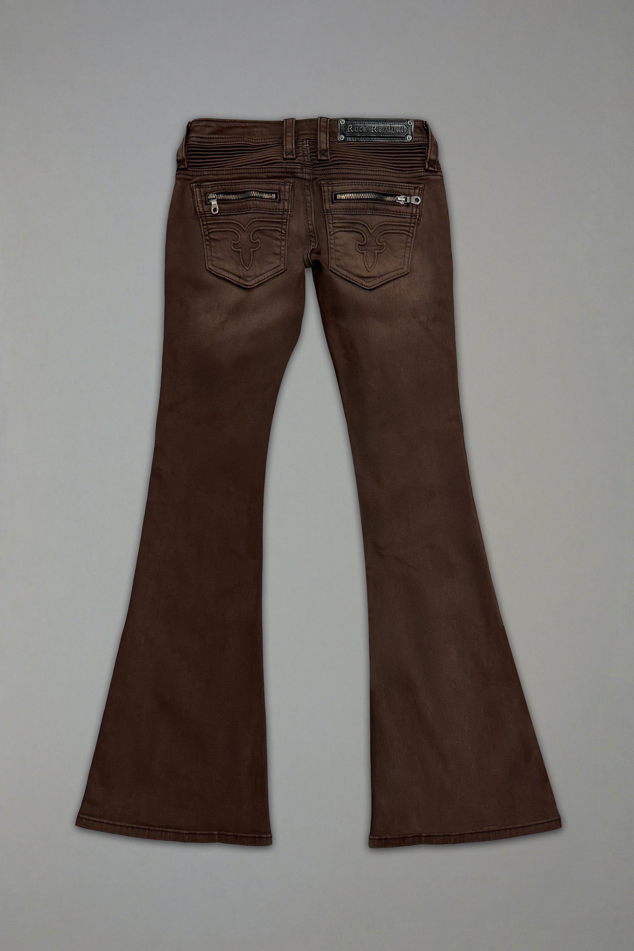 Joplin Super Low-Rise Flare in Brown - Rock Revival®