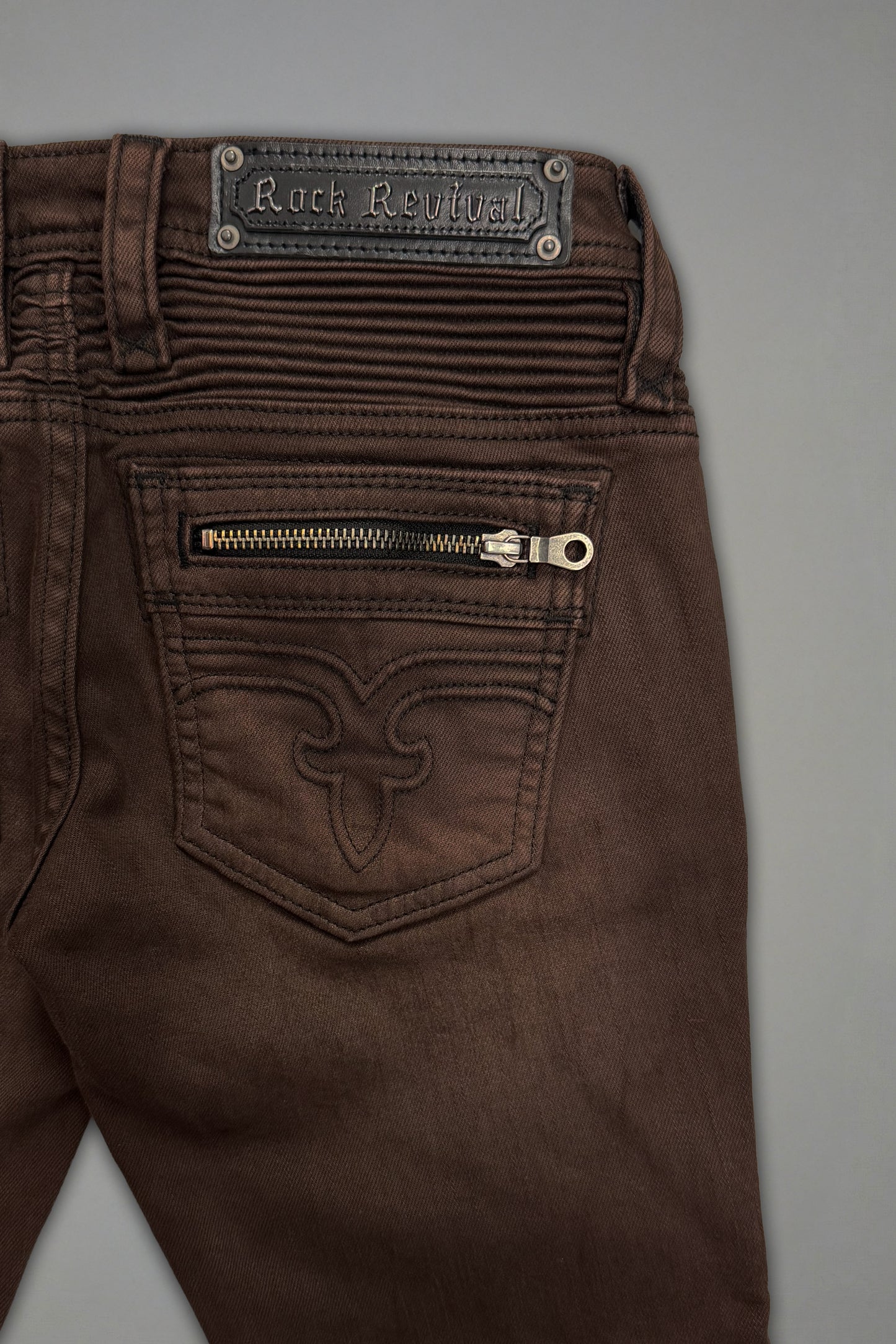Joplin Super Low-Rise Flare in Brown - Rock Revival®