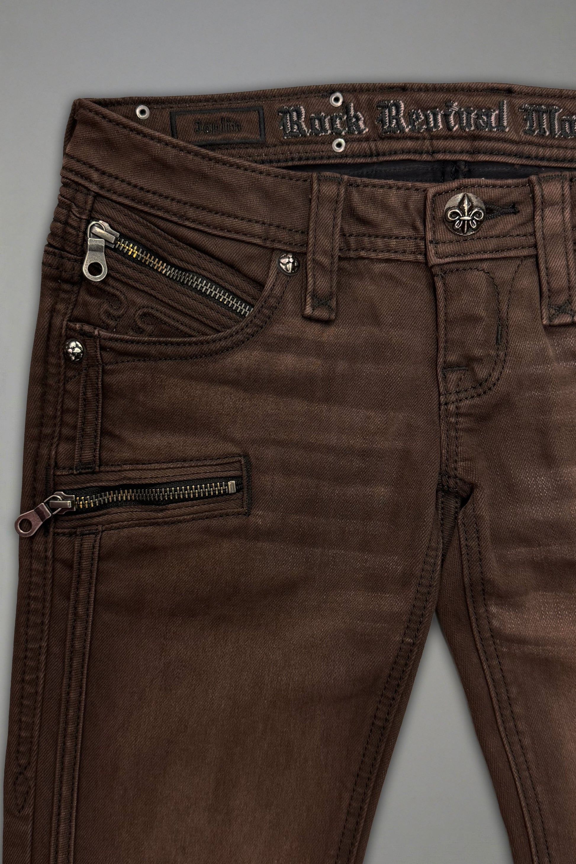 Joplin Super Low-Rise Flare in Brown - Rock Revival®