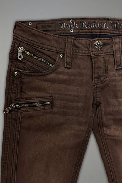 Joplin Super Low-Rise Flare in Brown - Rock Revival®