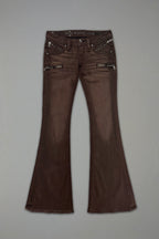 Joplin Super Low-Rise Flare in Brown - Rock Revival®