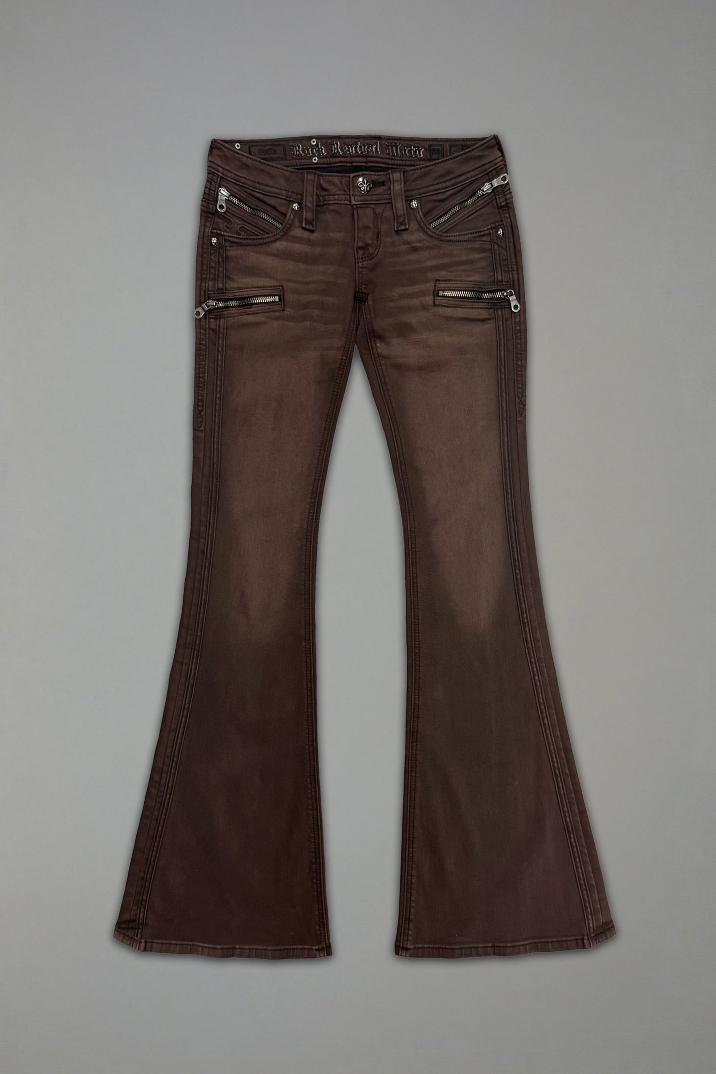 Joplin Super Low-Rise Flare in Brown - Rock Revival®
