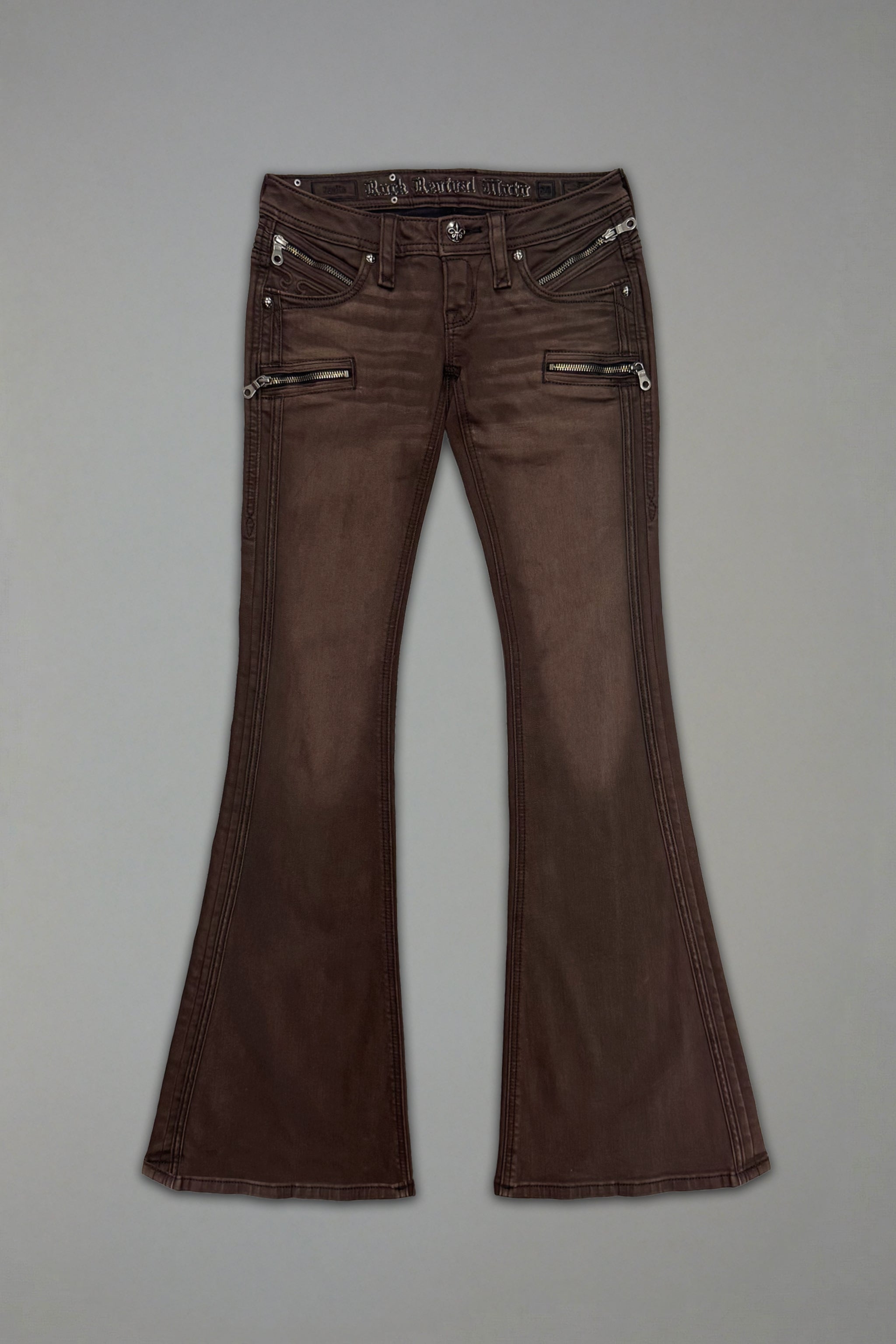 Joplin Super Low-Rise Flare in Brown - Rock Revival®