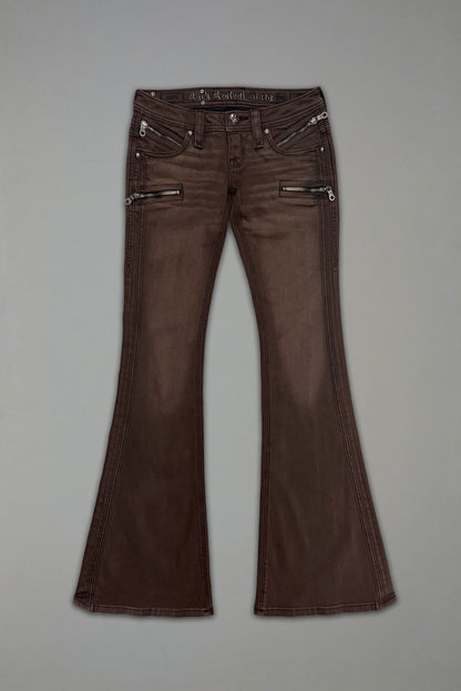 Joplin Super Low-Rise Flare in Brown - Rock Revival®