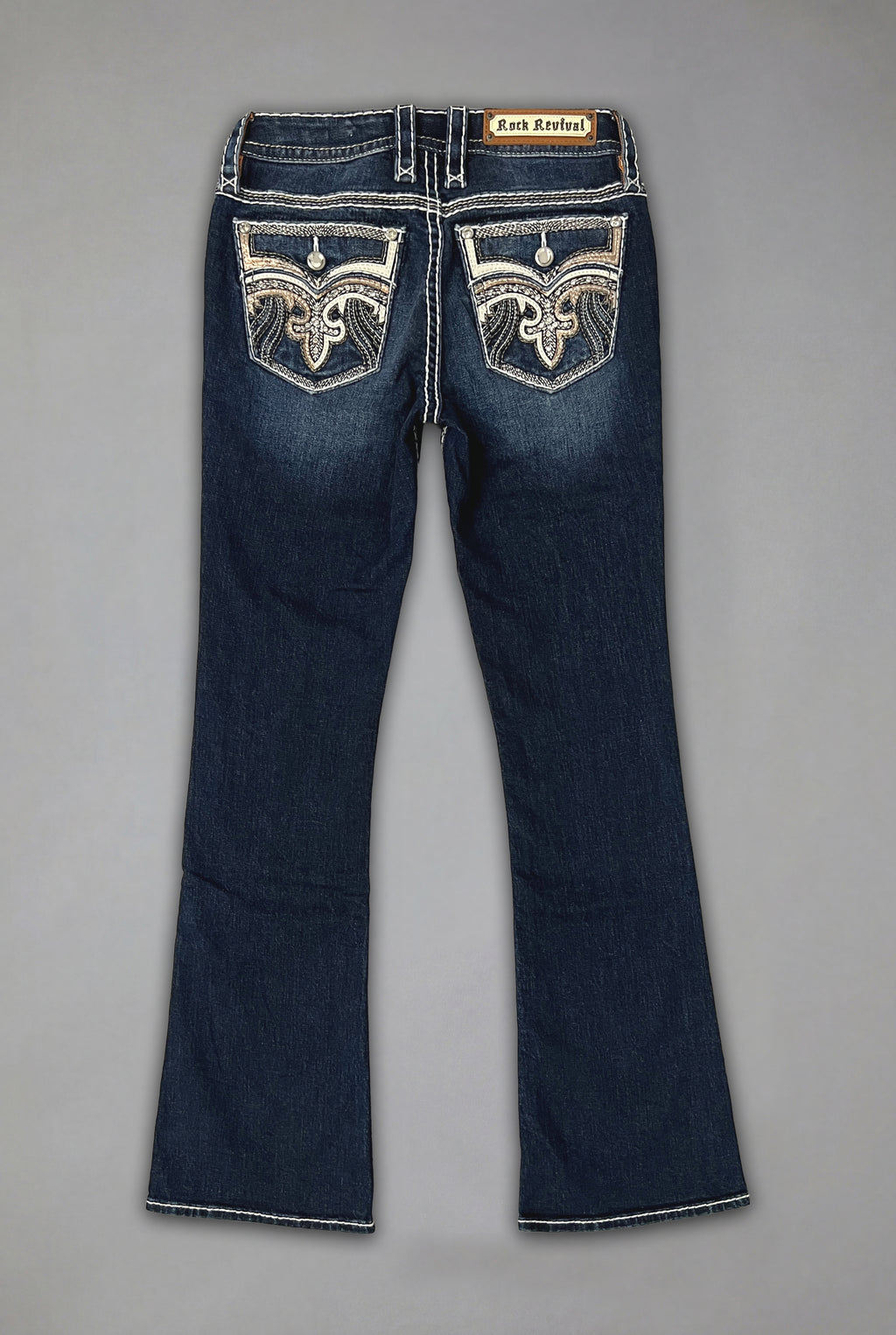 Izael Low-Rise Bootcut Jeans in Dark Blue
