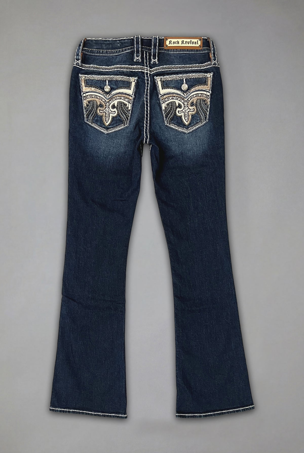Izael Low-Rise Bootcut Jeans in Dark Blue