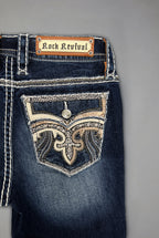 Izael Low-Rise Bootcut Jeans in Dark Blue