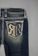 Kaeli Low-Rise Bootcut Jeans in Dark Blue