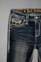 Kaeli Low-Rise Bootcut Jeans in Dark Blue