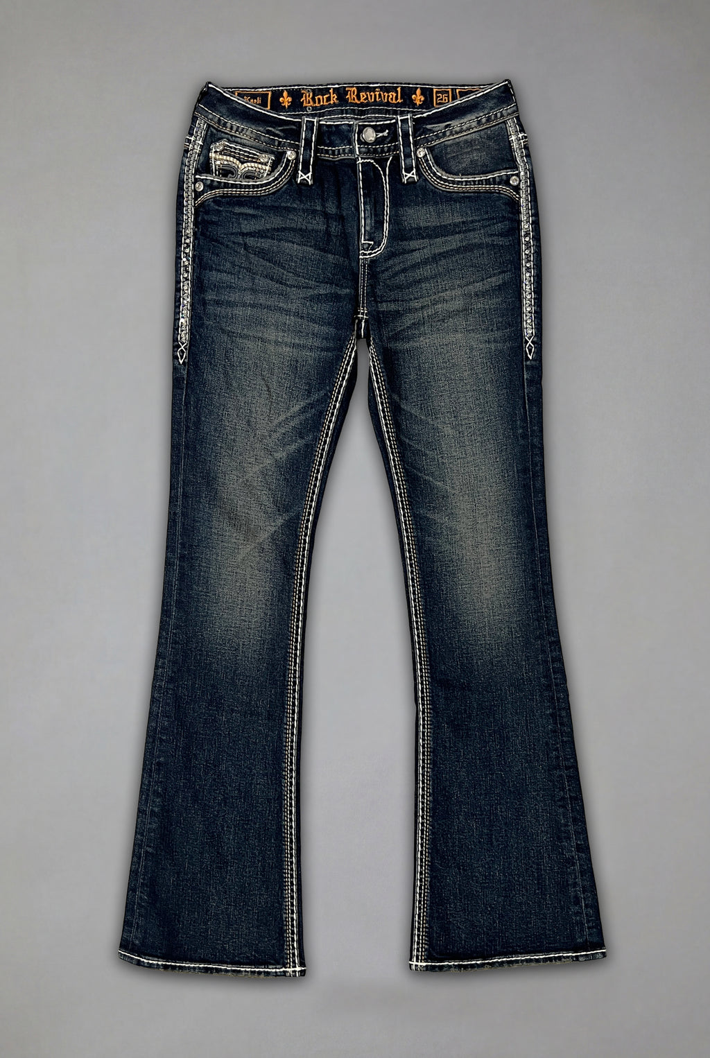 Kaeli Low-Rise Bootcut Jeans in Dark Blue